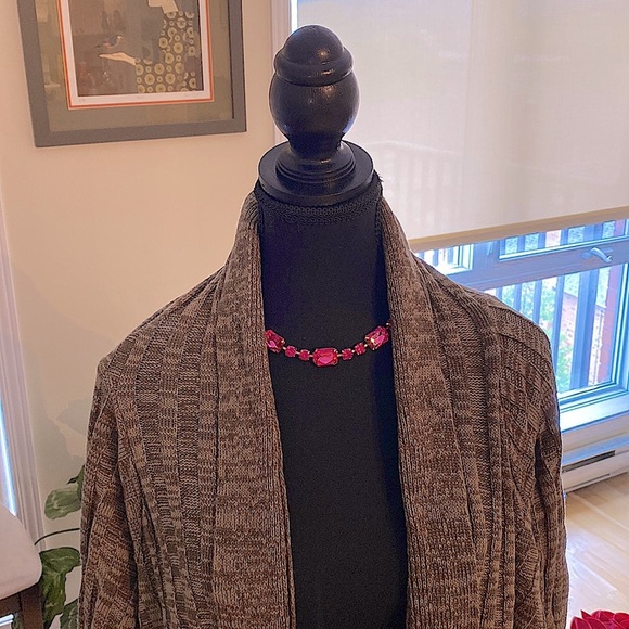 Y2K LINK shawl collar open concept knitwear  in brown & tan color mix 🧶 - Picture 5 of 8